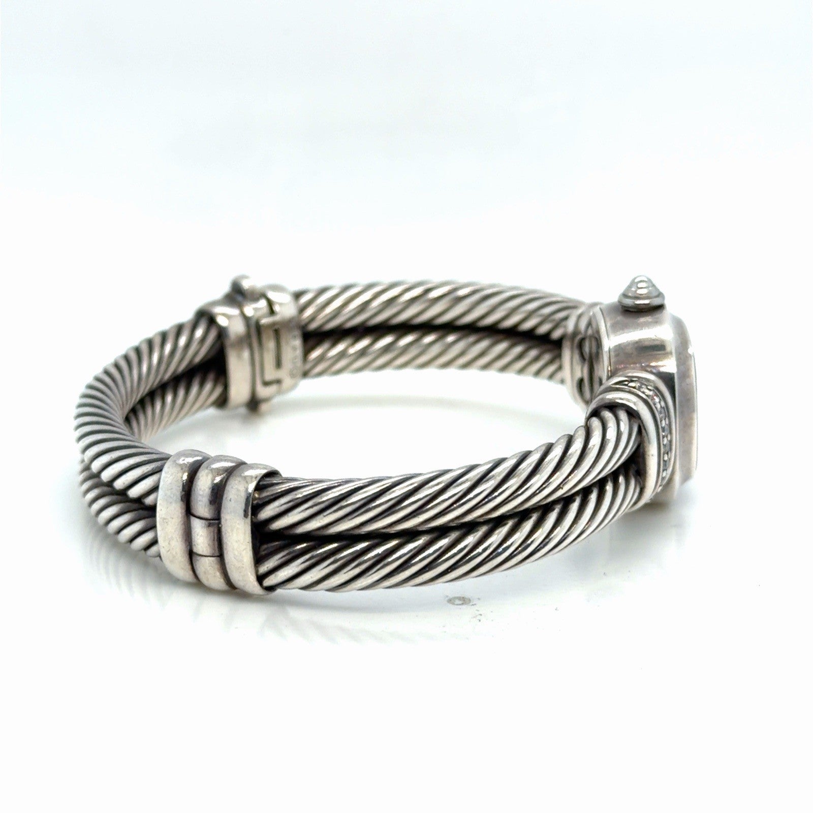 David Yurman Sterling Silver Watch with 0.27ctwa Diamonds & Mother of Pearl Dial — view 3