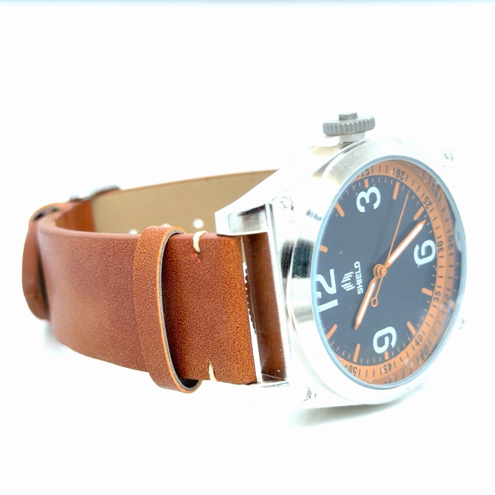 Shield 40mm Cavern Watch Black/Orange Dial, Tan Leather Strap SLDSH110-3 (view 2)