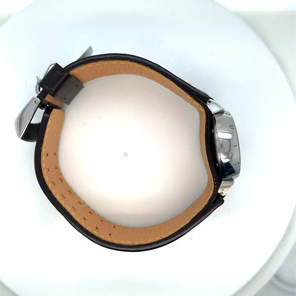 Louis Vuitton Tambour Watch Brown Stainless Steel Leather 28mm Q1211 (view 6)