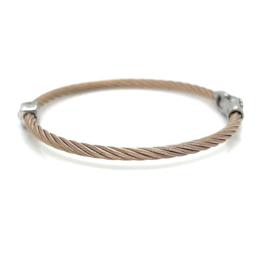 Alor Single Square Essential Stackable Bracelet 6 in Stainless Steel 14K Gold (view 4)