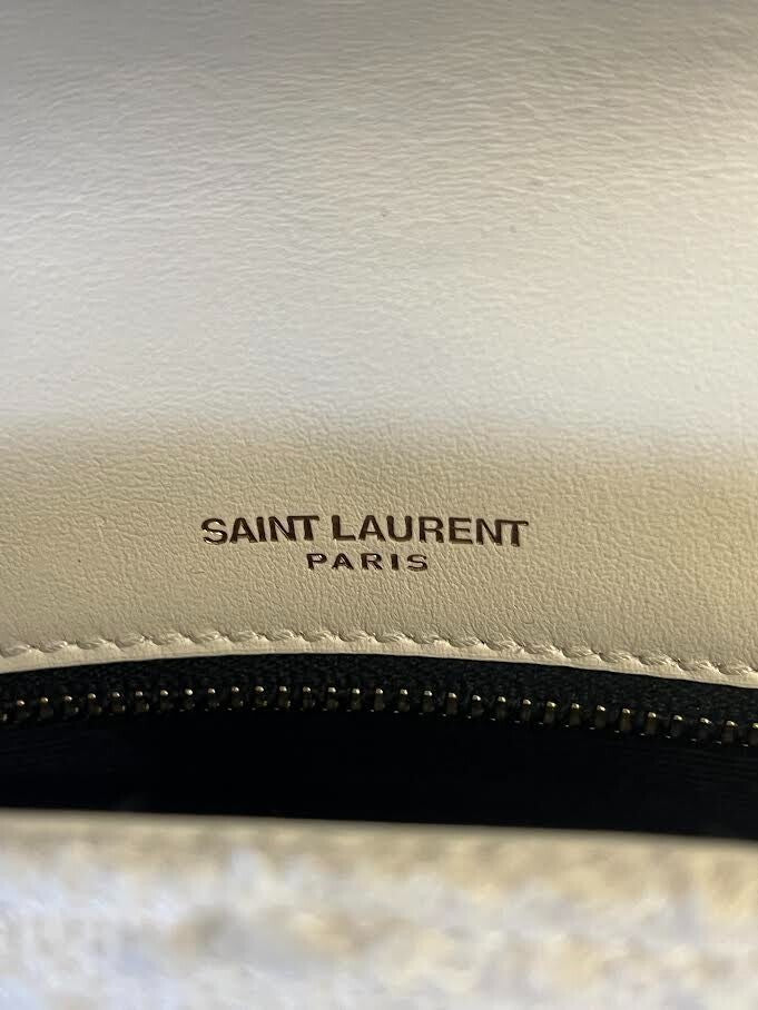 Ysl Saint Laurent Kate 99 Tweed Tassel Shouldet Bag W Chain Strap Cream (view 13)