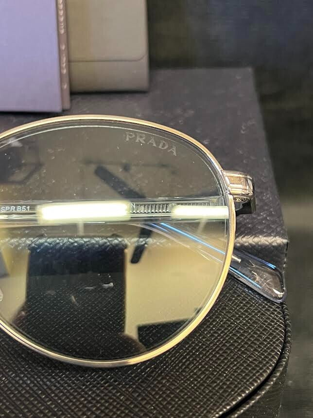 Prada Round Sunglasses PR B51S 1BC40N Acciaio Metal Frame Avio Chiaro Lens 145mm (view 8)