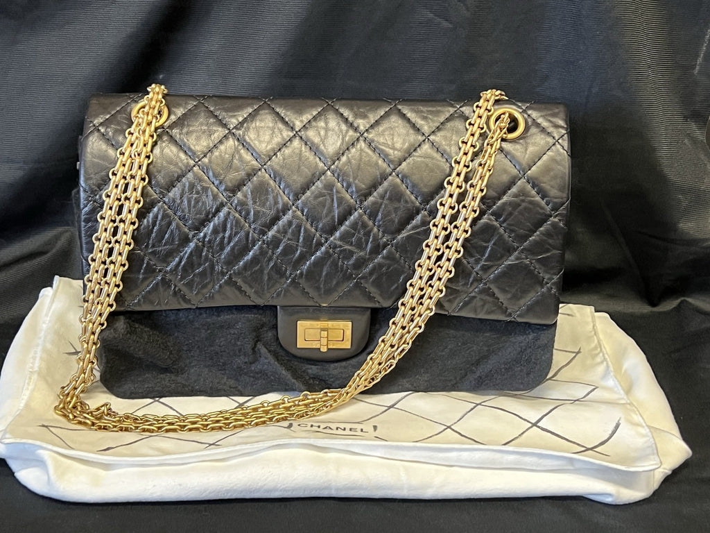 Chanel Large 2.55 Handbag Aged Calfskin & Gold-tone Metal Black & Organizer (view 18)