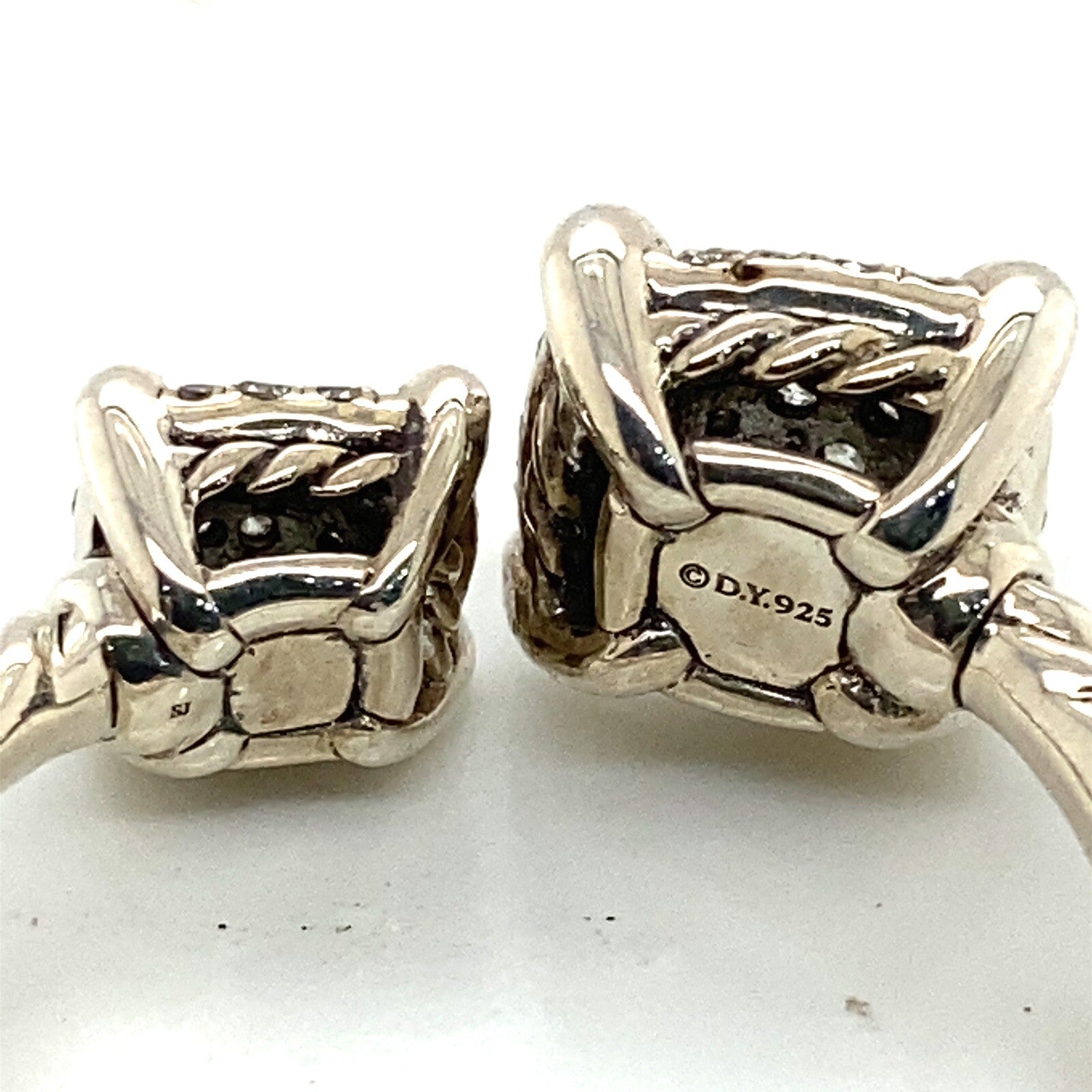 David Yurman Sterling Silver Diamond Cluster Chatelaine Bypass Ring Size 5.25 — view 5