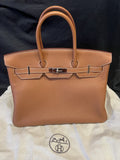 Hermes 2017 Birkin 35 Gold Togo Leather Palladium Hardware Top Handle Bag (view 1)
