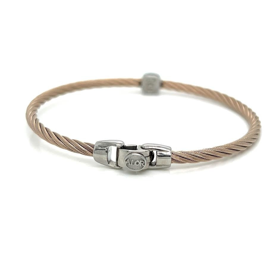 Alor Single Square Essential Stackable Bracelet 6 in Stainless Steel 14K Gold (view 3)