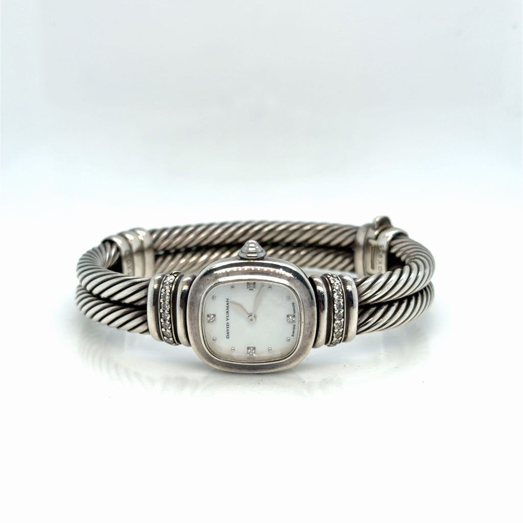 David Yurman Sterling Silver Watch with 0.27ctwa Diamonds & Mother of Pearl Dial — view 2