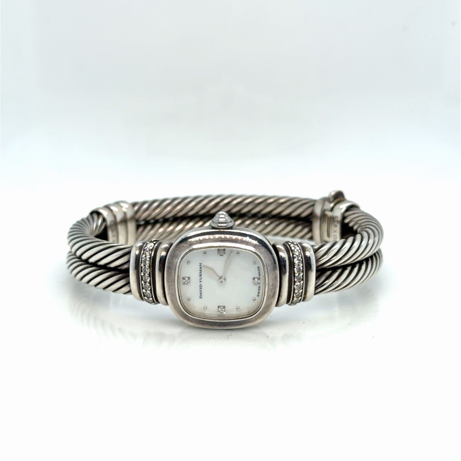 David Yurman Sterling Silver Watch with 0.27ctwa Diamonds & Mother of Pearl Dial — view 2