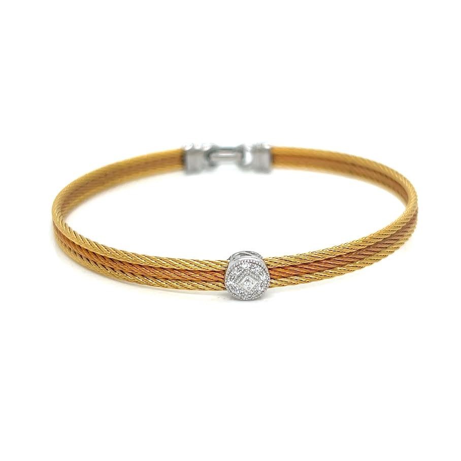 Alor Single Round Classic Stackable Bracelet 6.5 in Stainless Steel, 14K Gold (view 1)