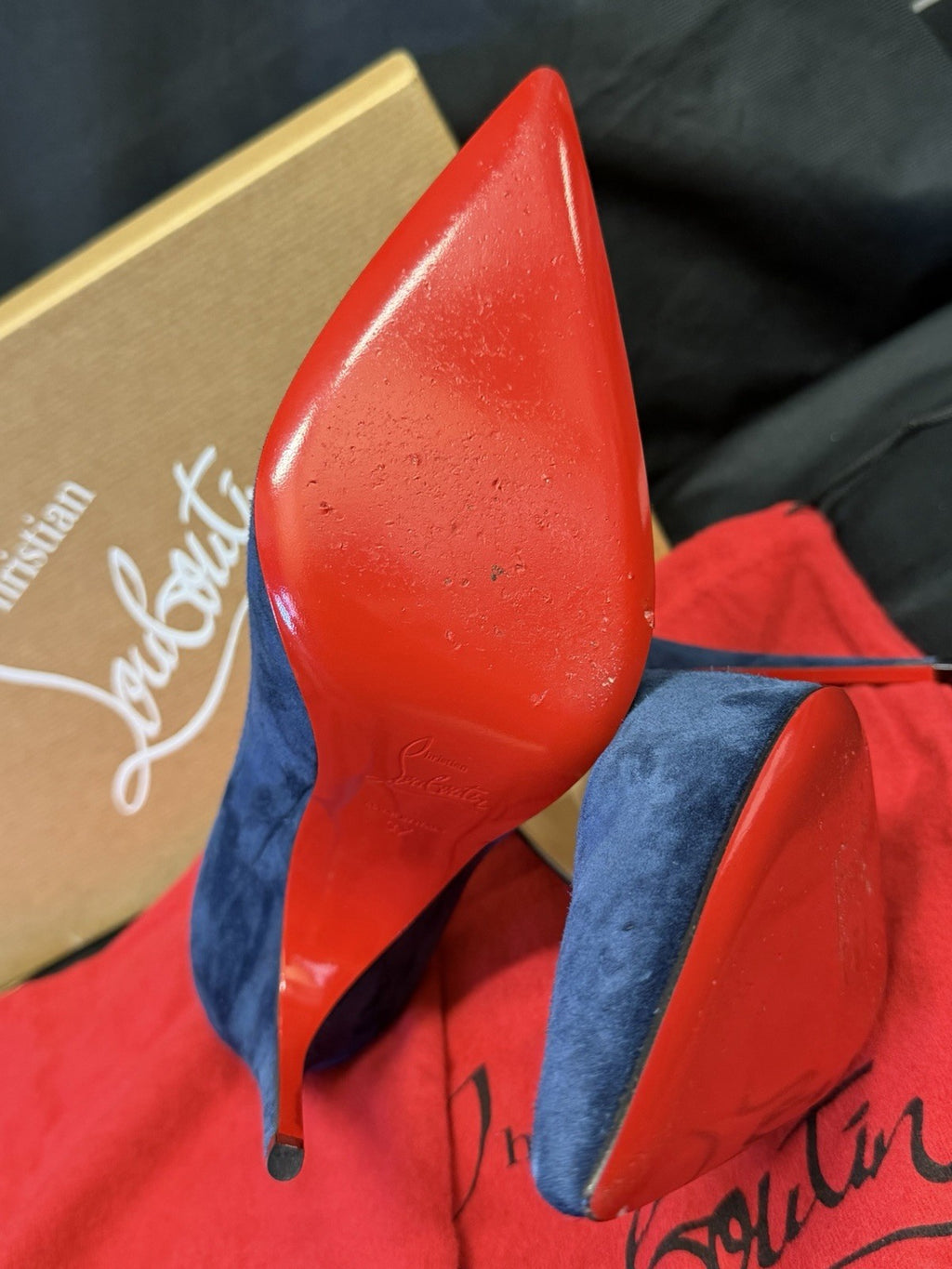 Christian Louboutin Kate Navy Blue Velour Pumps Size 37(US 7) (view 7)