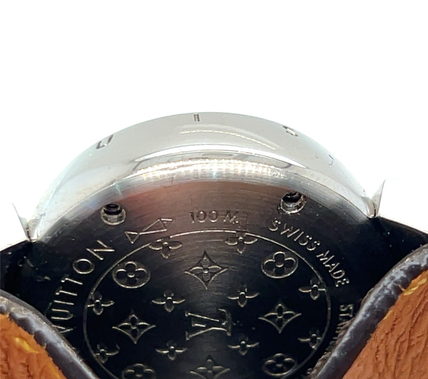 Louis Vuitton Tambour Watch Brown Stainless Steel Leather 28mm Q1211 (view 12)