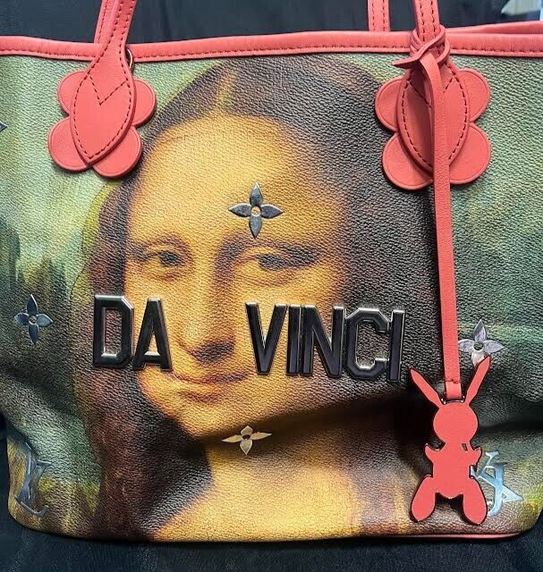 Louis Vuitton Xjeff Koons Masters Collection DA Vinci Neverfull MM Pink Interior (view 6)