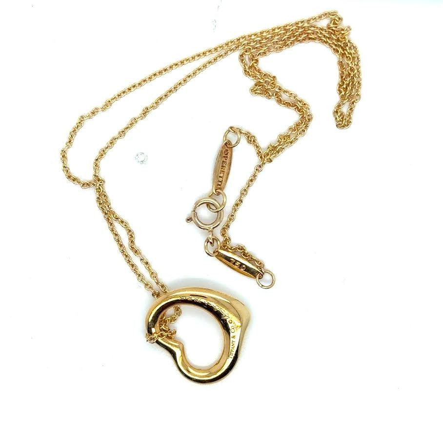TIFFANY & CO. 18K YELLOW GOLD 16mm OPEN HEART 5 YELLOW DIAMOND PENDANT 16 — view 3