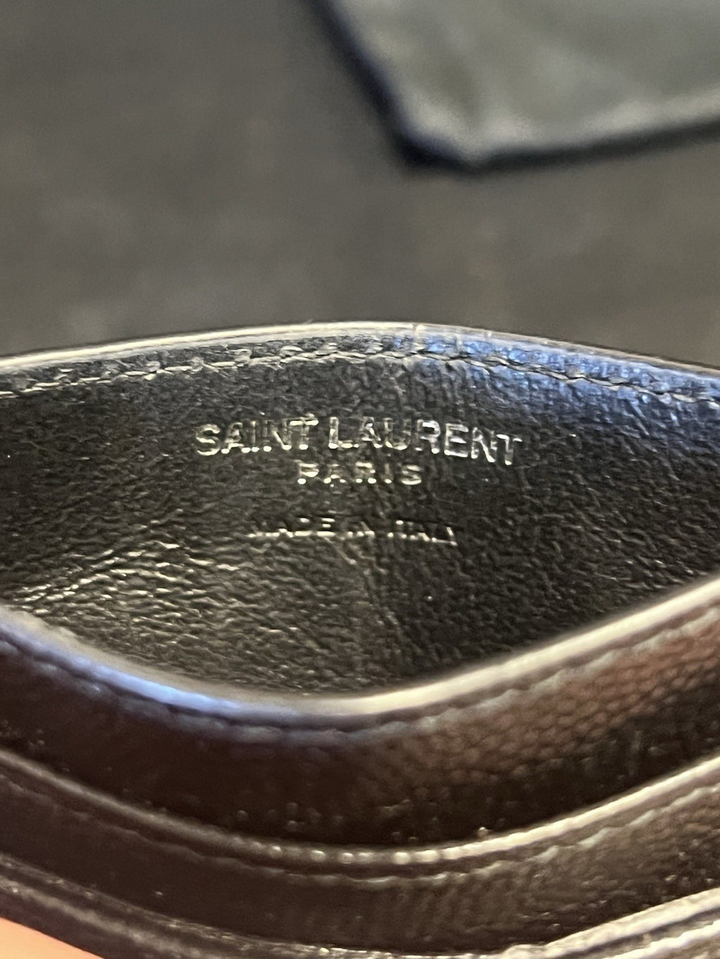 SAINT LAURENT YSL Leather Cassandre Matelasse Card Case Holder (Black/Silver) (view 10)