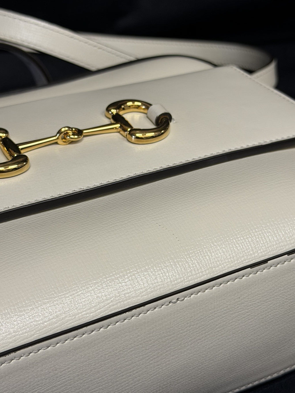 Gucci Horsebit 1955 Crossbody Bag Adjustable Strap Cream Leather, Gold Hardware (view 16)