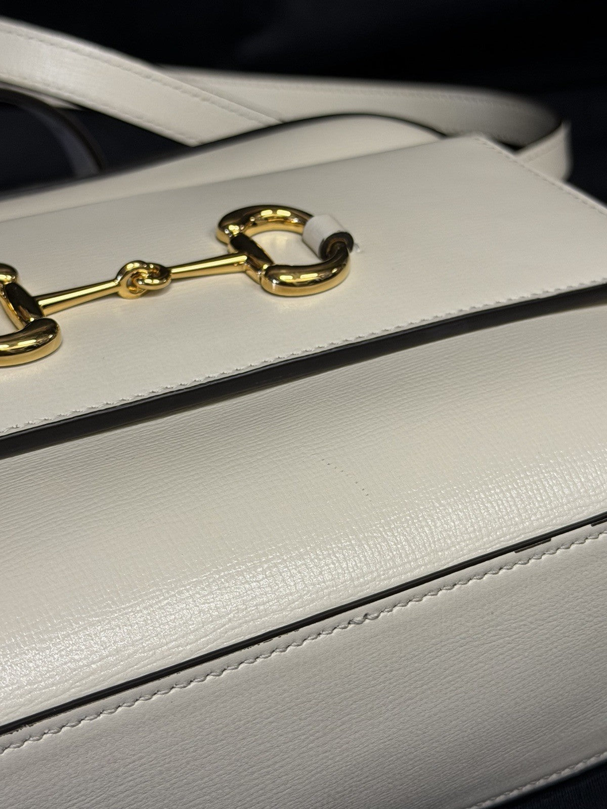 Gucci Horsebit 1955 Crossbody Bag Adjustable Strap Cream Leather, Gold Hardware (view 16)