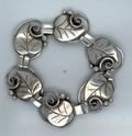 Alphonse Lapaglia Designed Sterling Silver Leaf Bracelet Vintage 7.5 in (view 1)