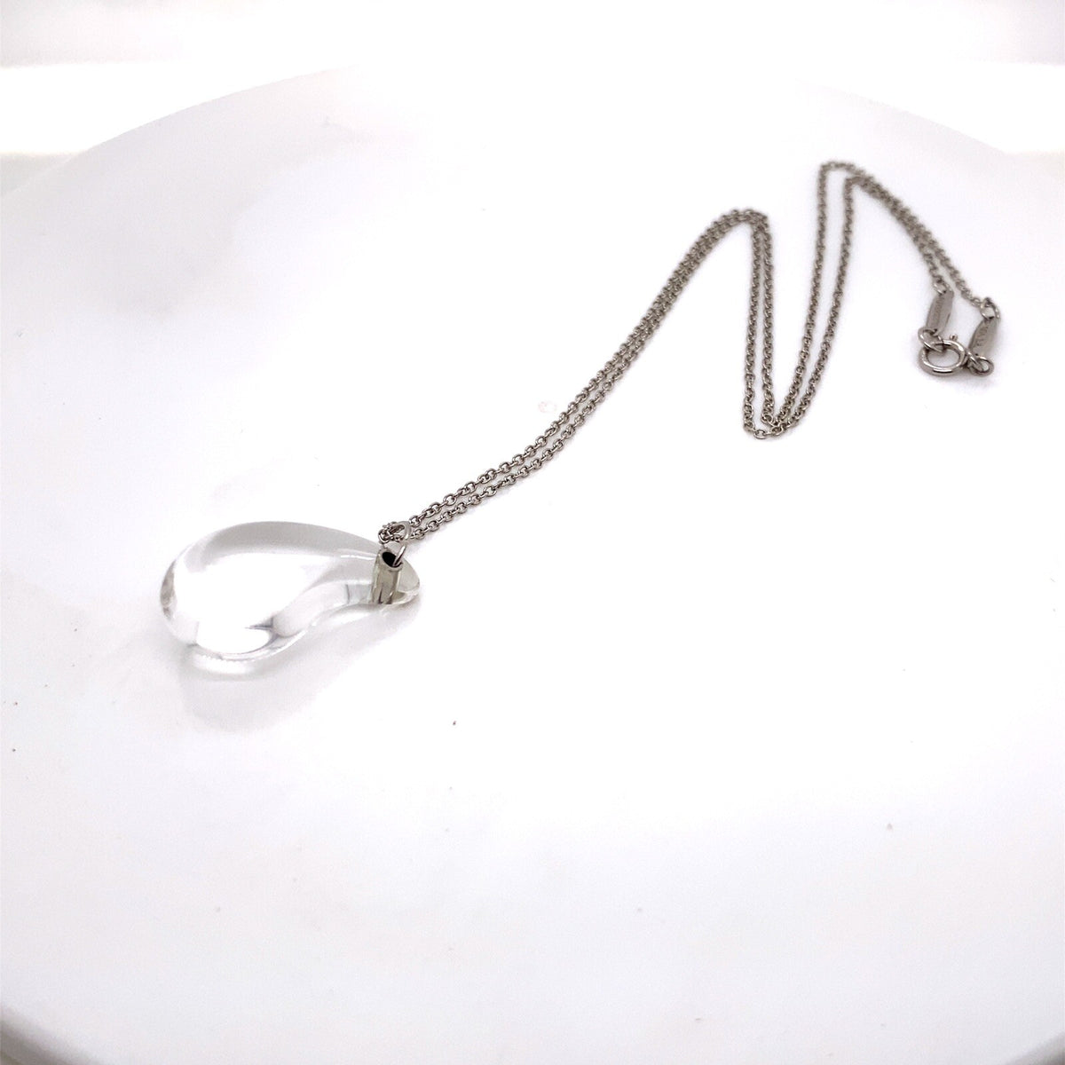 Tiffany & Co. Elsa Peretti Platinum Crystal Quartz Tear Drop Pendant Necklace (view 3)