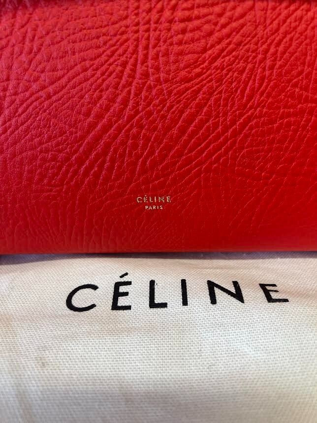 Celine Elephant Calfskin Mini Tri-color Belt Bag Vermillion W Removable Strap (view 12)