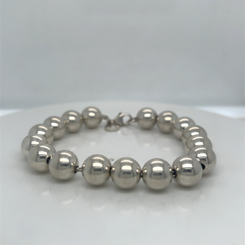 TIFFANY & CO. BRACELET HARDWEAR BALL BEAD SMALL/ 7 in STERLING SILVER 10mm — view 2