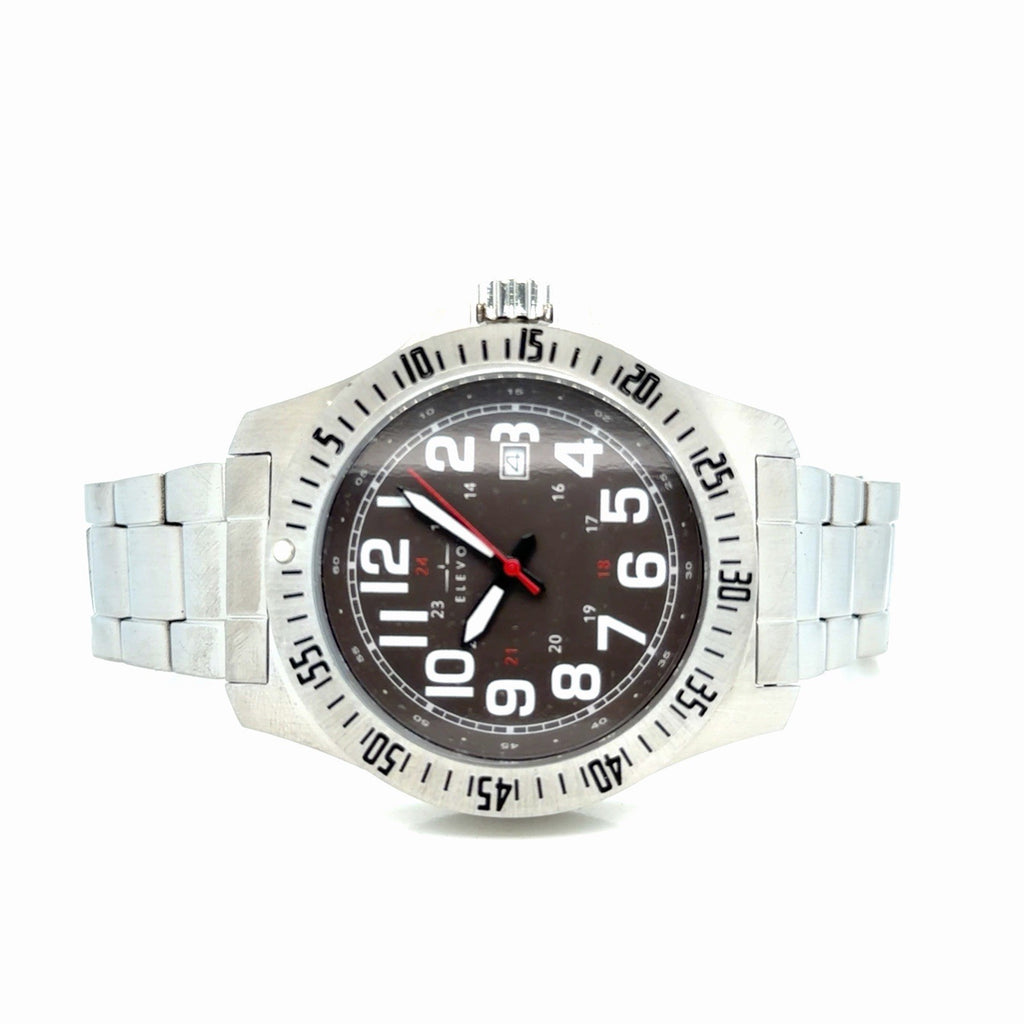 Elevon Aviator Silver/Black 41mm Stainless Steel Watch Date Indicator ELE120-2 (view 2)