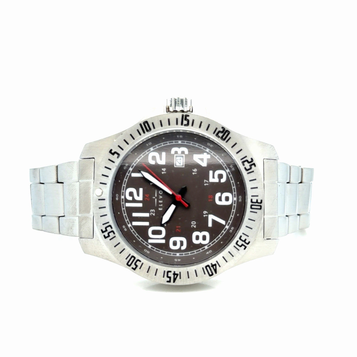 Elevon Aviator Silver/Black 41mm Stainless Steel Watch Date Indicator ELE120-2 (view 2)