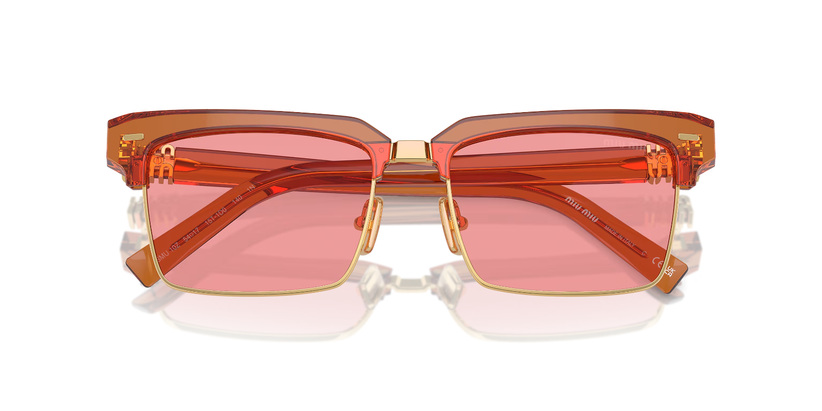 miu miu sunglasses MU 10ZS 15T1D0 54-17 Caramel Transparent Pink — view 5