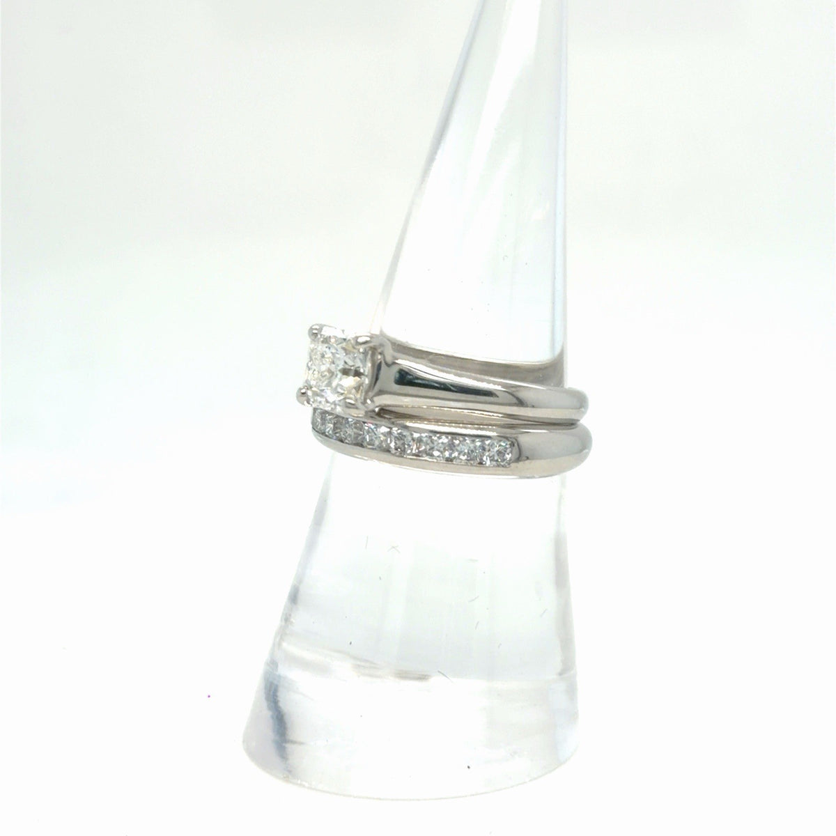 Tiffany & Co. Lucida Ring Set PT950 1.06ct Solitare & Channel Set Band Size 7.5 (view 8)