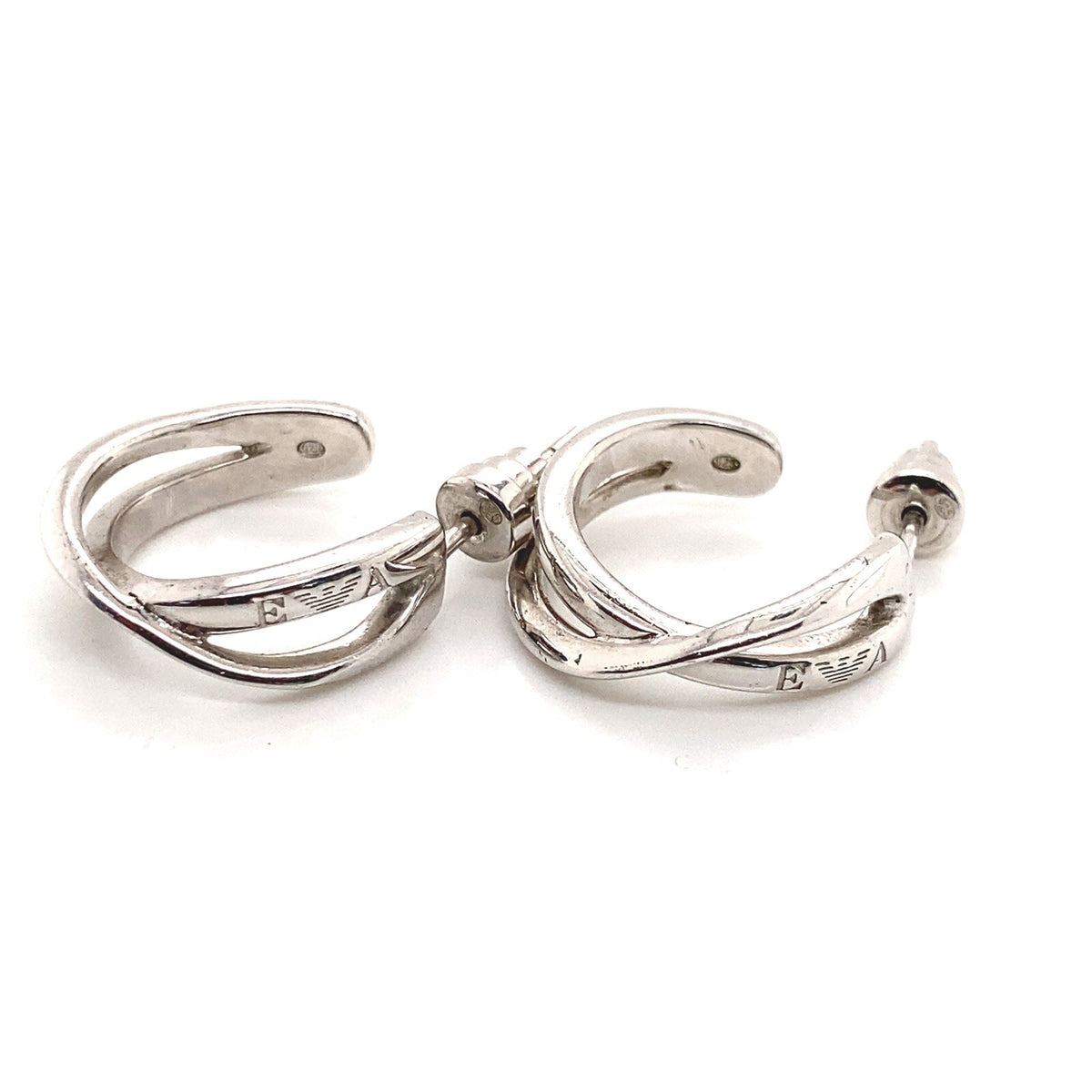 Armani cross over hoops, size 18mm, silver 925 with rhodium plate (view 1)