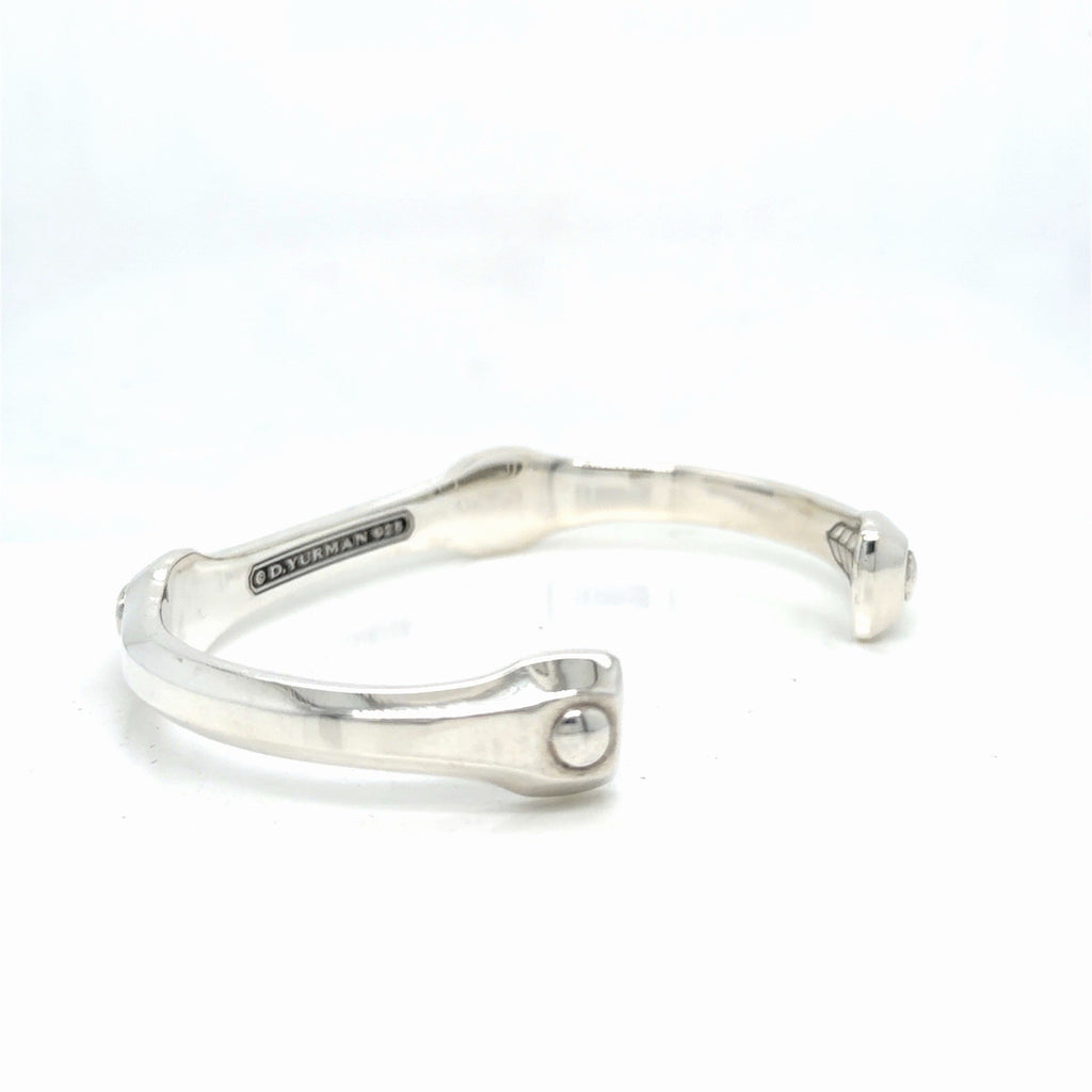 David Yurman Anvil Cuff Bracelet Sterling Silver Black Diamond Size Medium — view 4