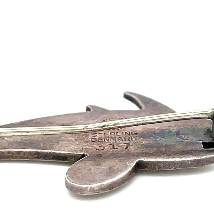 Georg Jensen Denmark Design #317 Sterling Silver Two Dolphin Vintage Brooch Pin (view 8)