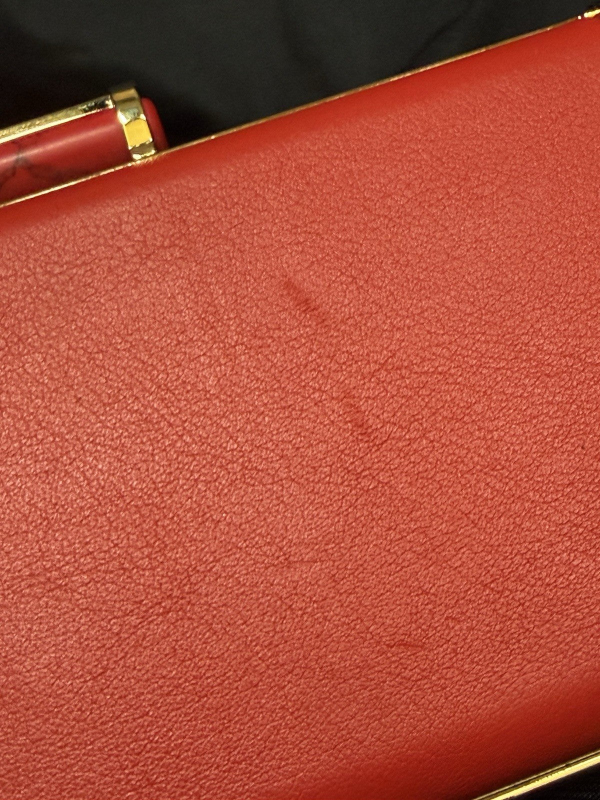 Carolina Herrera Scala Insignia Small Clutch Red/Gold w Chain Strap (view 8)