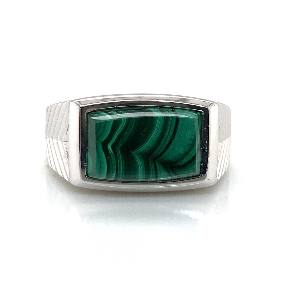 Effy Sterling Silver Malachite Square Top Chevron Ring Size 10 (view 1)