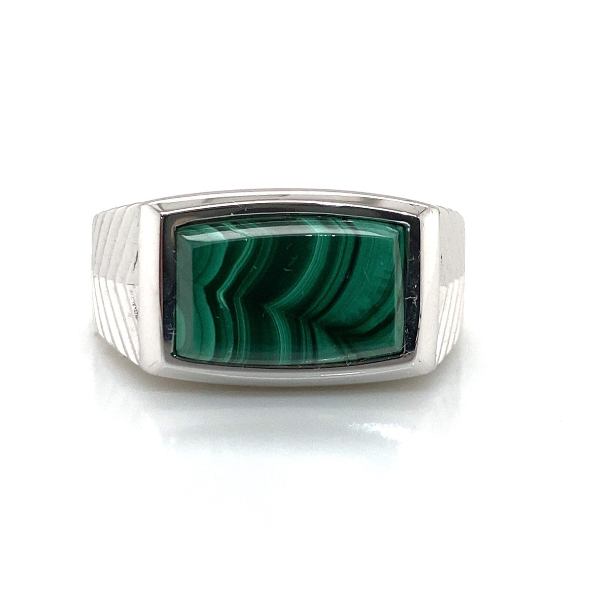 Effy Sterling Silver Malachite Square Top Chevron Ring Size 10 (view 1)
