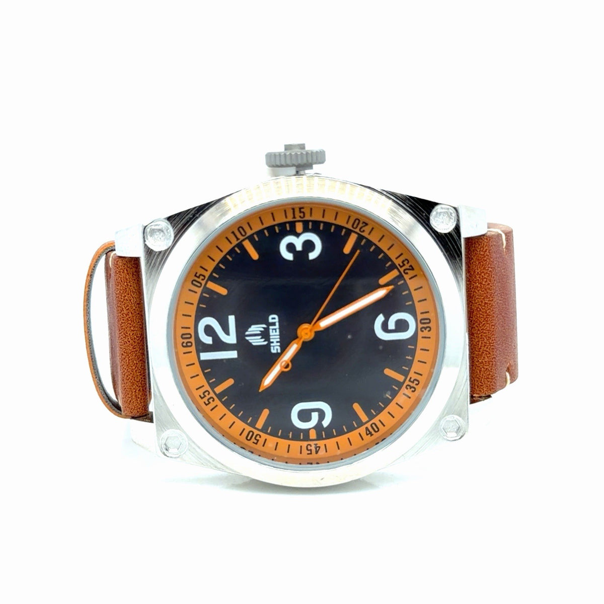 Shield 40mm Cavern Watch Black/Orange Dial, Tan Leather Strap SLDSH110-3 (view 1)