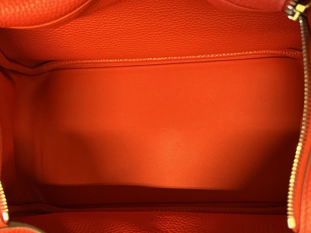 Hermes 2017 Lindy 30 Red Leather Shoulder Bag, Organizer & Dust Bag (view 8)