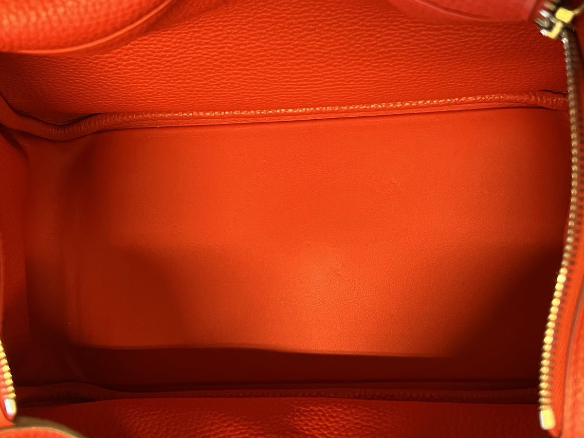 Hermes 2017 Lindy 30 Red Leather Shoulder Bag, Organizer & Dust Bag (view 8)