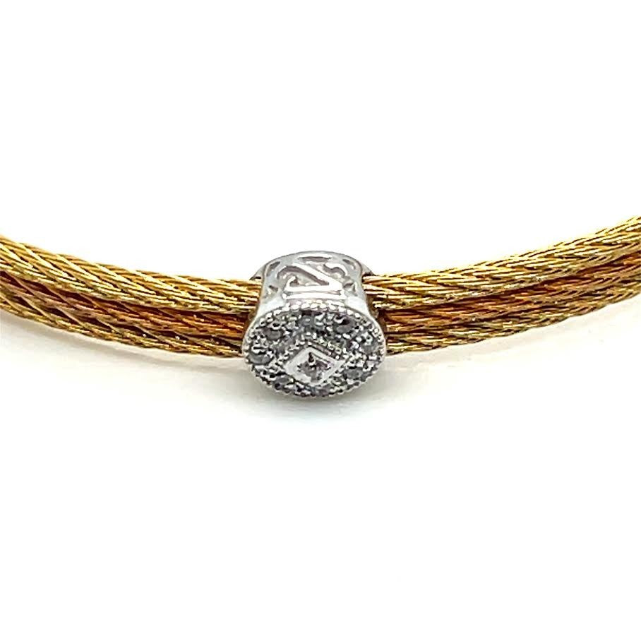 Alor Single Round Classic Stackable Bracelet 6.5 in Stainless Steel, 14K Gold (view 9)