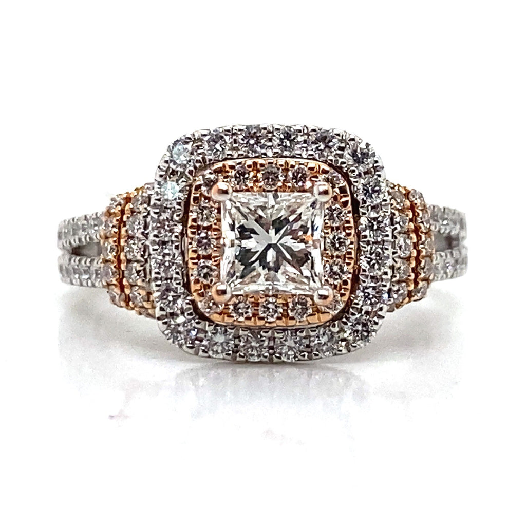 Vera Wang diamond engagement ring 1.58ctwa with rose gold accents size 6.5 (view 1)