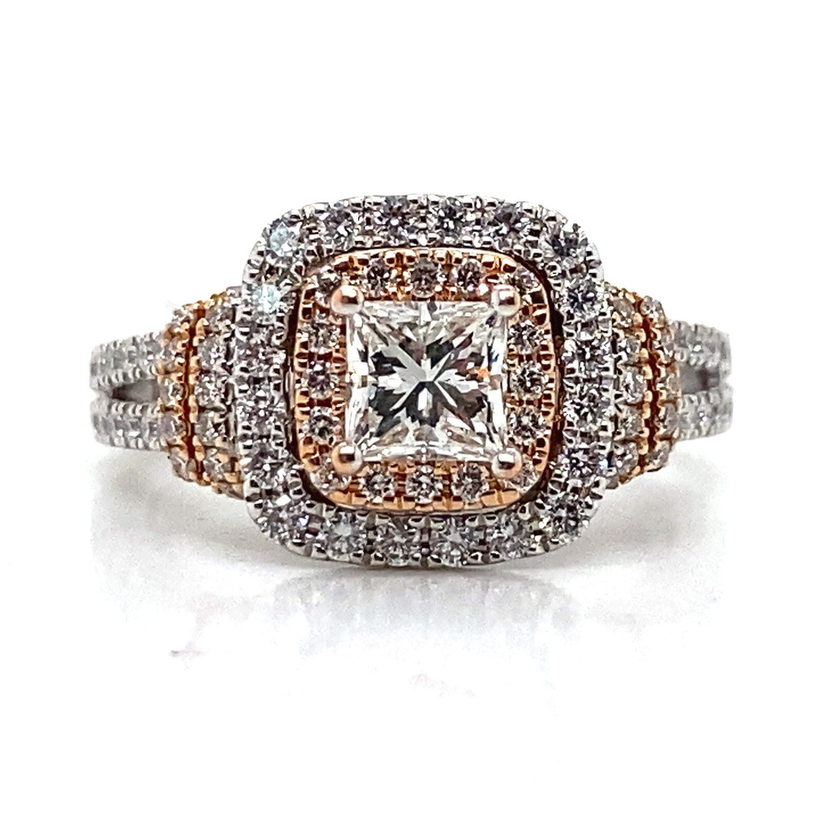 Vera Wang diamond engagement ring 1.58ctwa with rose gold accents size 6.5 (view 1)