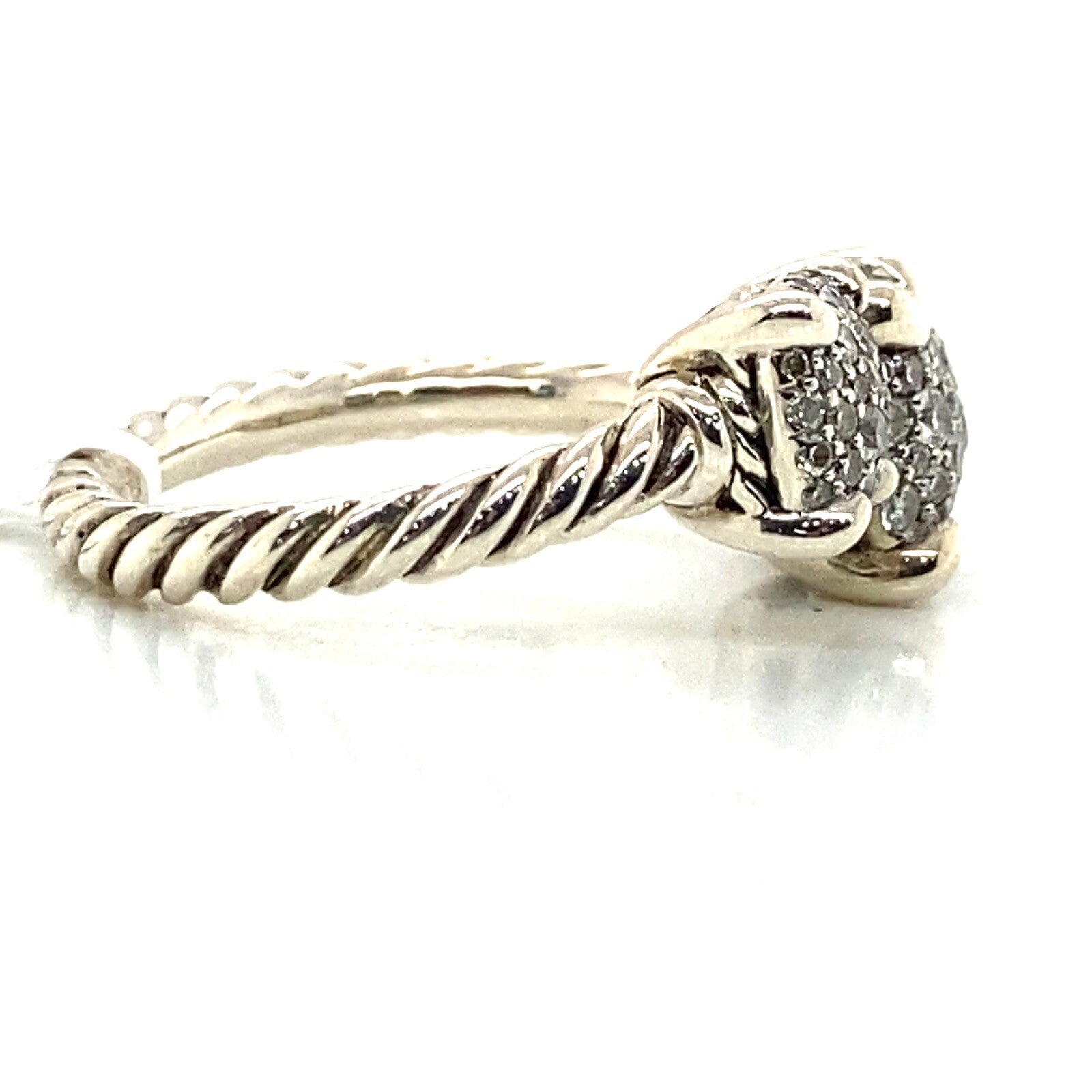 David Yurman Sterling Silver Diamond Cluster Chatelaine Bypass Ring Size 5.25 — view 3