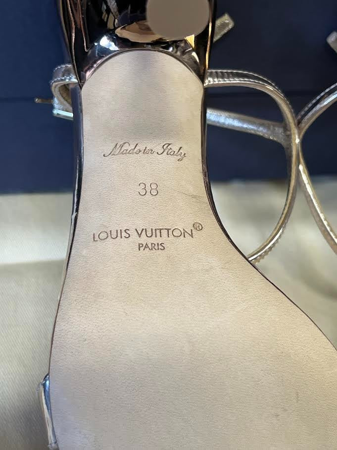 Louis Vuitton 6AM Sandal Size 38 (us 8) 1AGWYQ Gold Metallic Leather Heels (view 12)