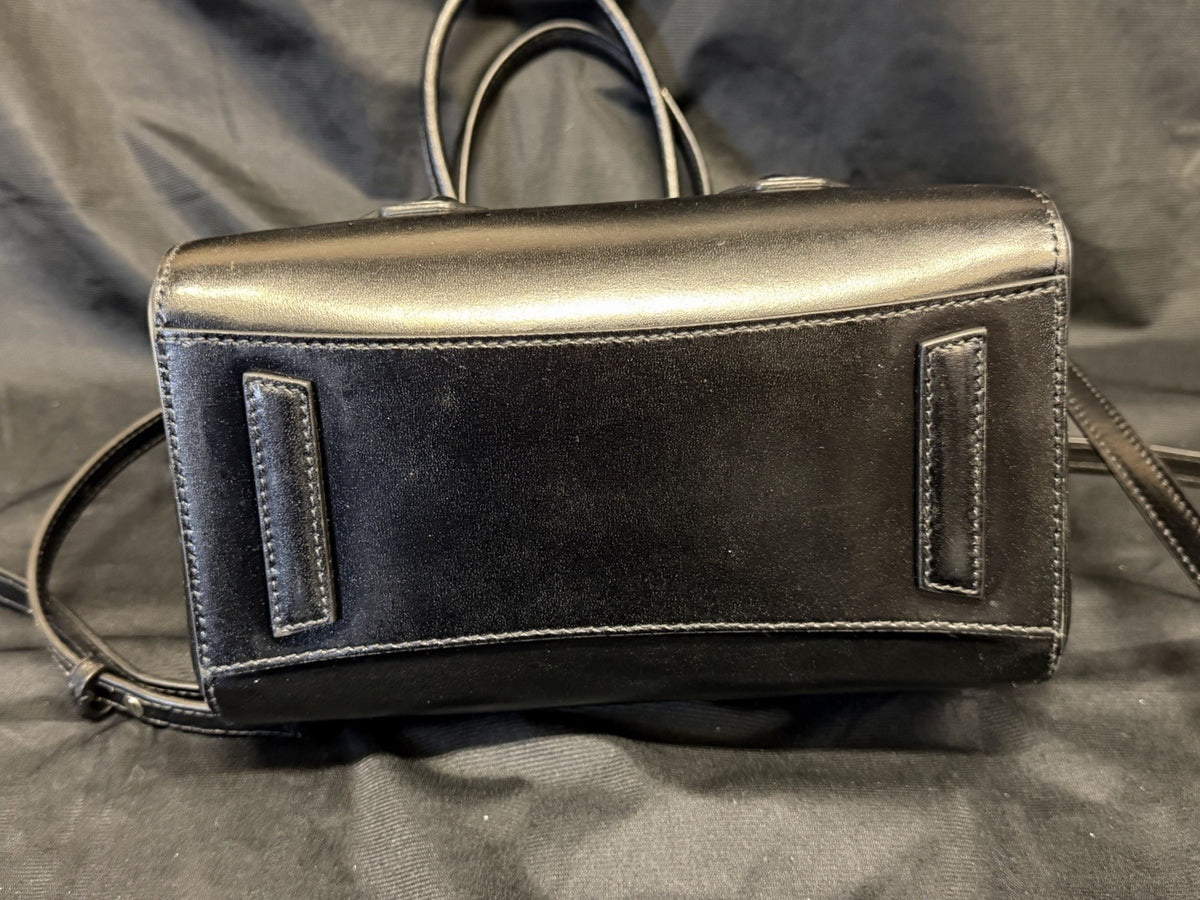 Givenchy Mini Antigona Lock Leather Satchel with Crossbody Strap Black (view 5)