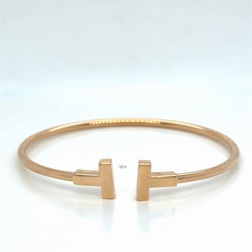 Tiffany & Co. T Wire Bracelet 18k Rose Gold Size Medium 6.25 in (view 15)
