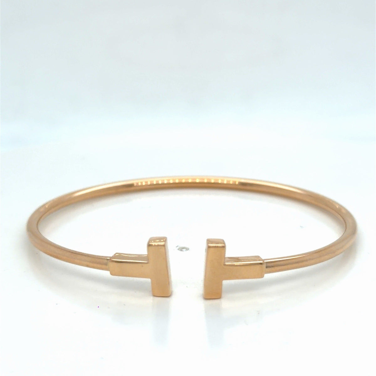 Tiffany & Co. T Wire Bracelet 18k Rose Gold Size Medium 6.25 in (view 15)