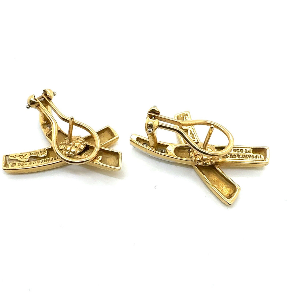 Tiffany & Co. 18k Yellow Gold Platinum & Diamonds Paloma Picasso Kiss Earrings (view 4)