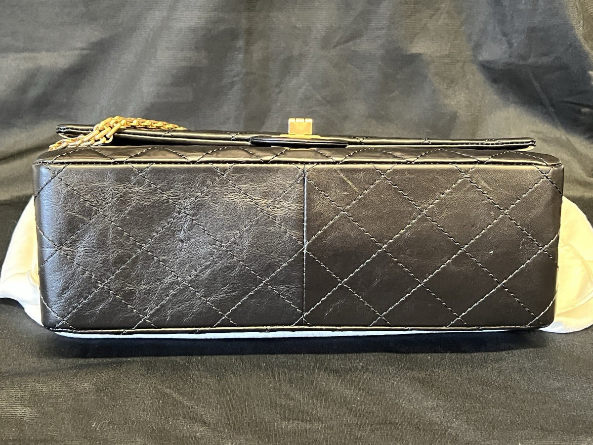 Chanel Large 2.55 Handbag Aged Calfskin & Gold-tone Metal Black & Organizer (view 6)