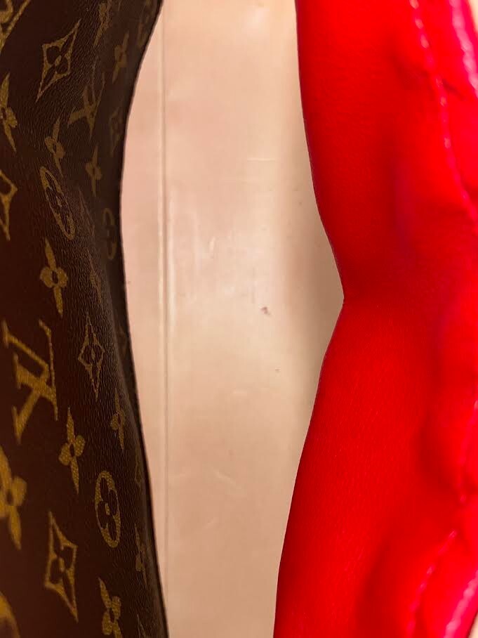 Louis Vuitton x Christian Louboutin Monogram Studded Red Calfhair Top Handle Bag (view 8)