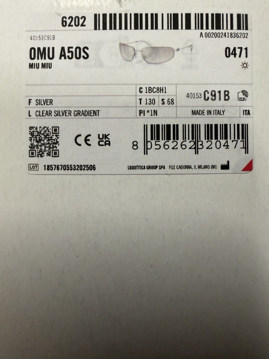 Miu Miu Sunglasses MU A50S 1BC8H1 68-15 Silver Clear Silver Gradient (view 10)