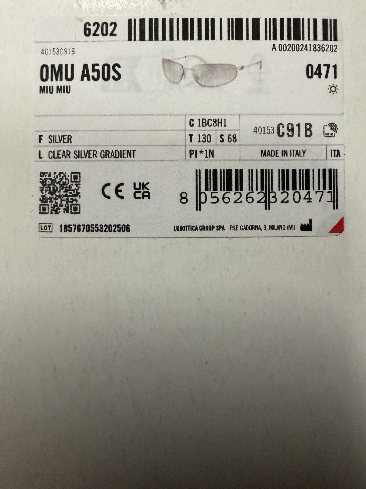 Miu Miu Sunglasses MU A50S 1BC8H1 68-15 Silver Clear Silver Gradient (view 10)
